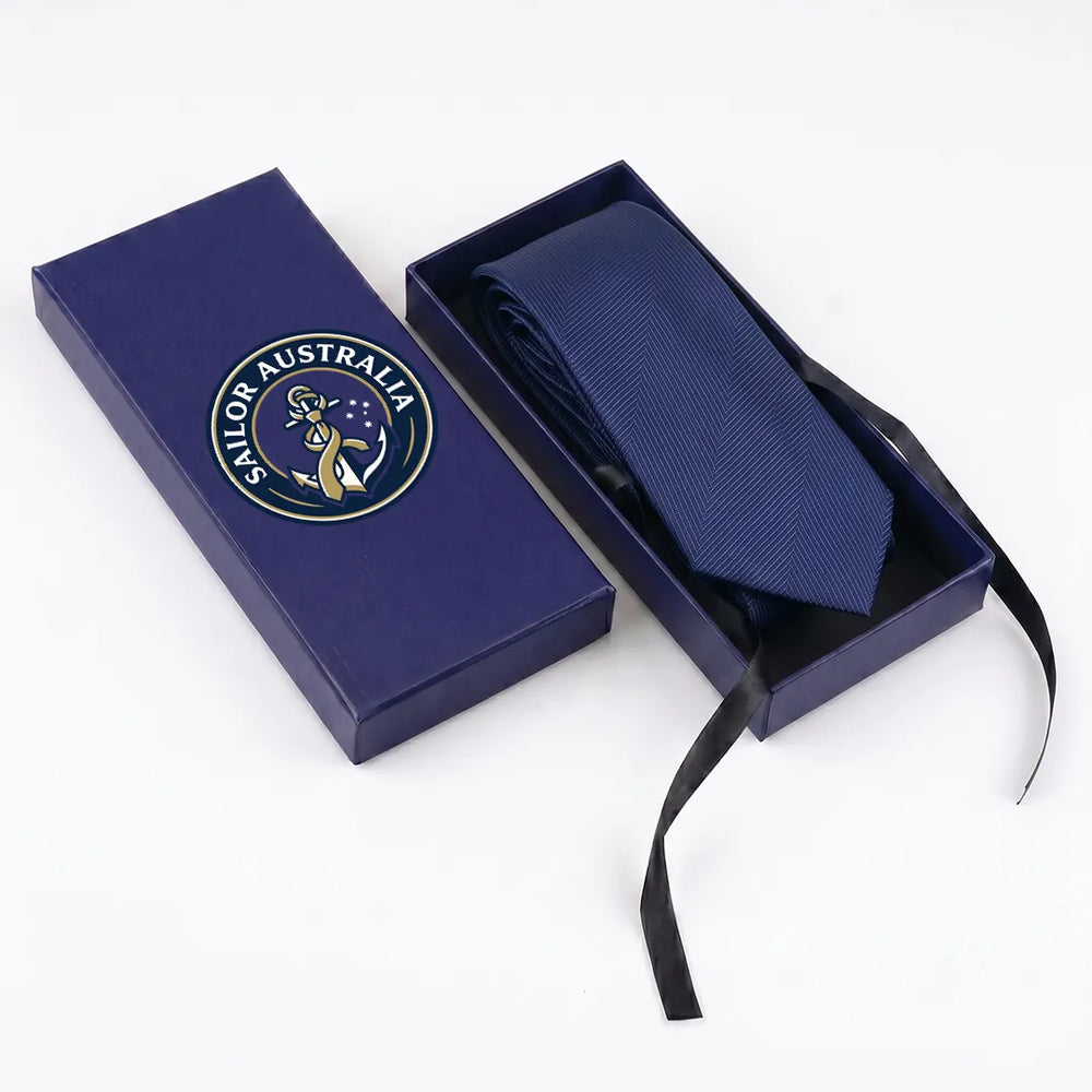Navy Herringbone Skinny Tie | Polyester Wedding & Daily Necktie