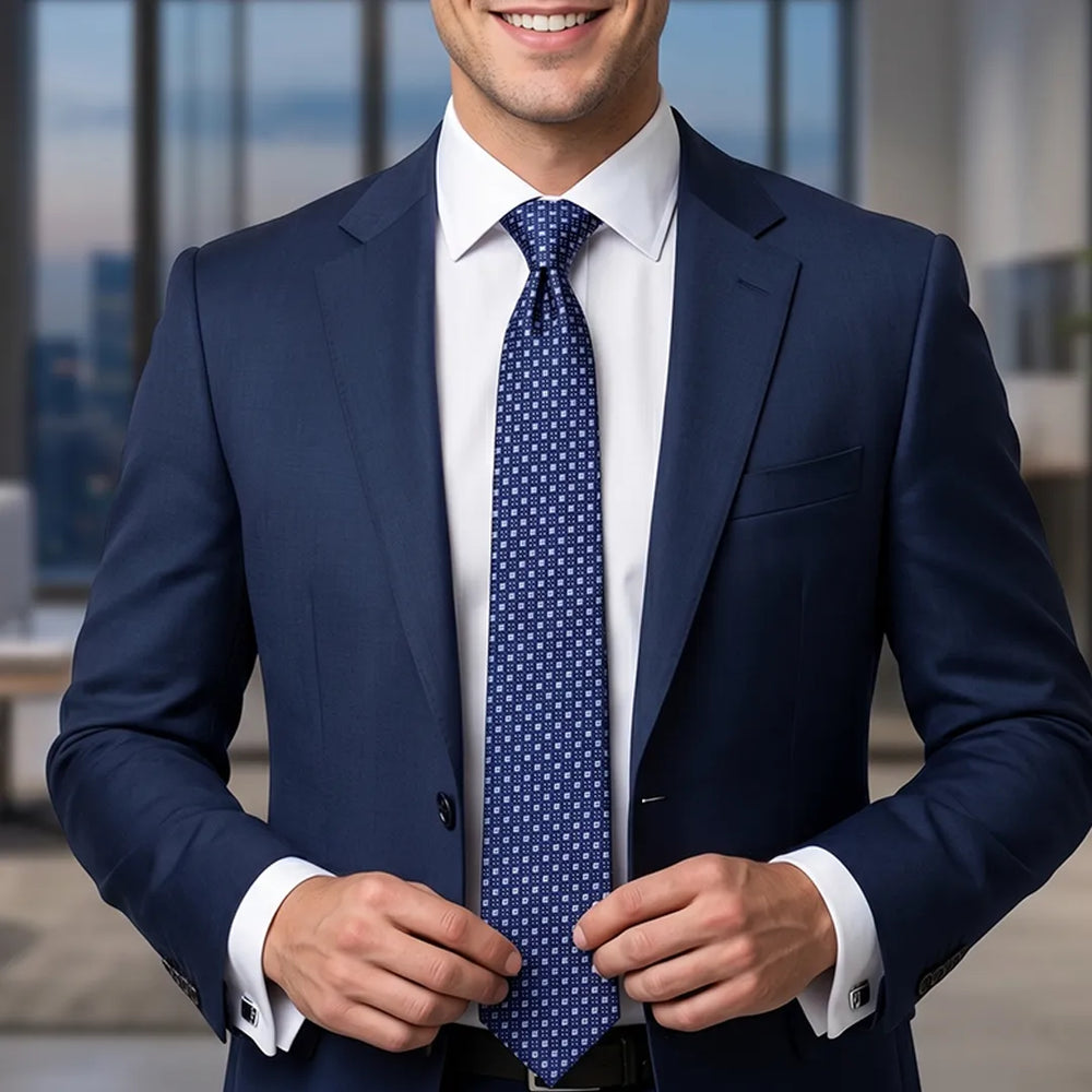 Navy Diamond Lattice Necktie | Sailor Australia