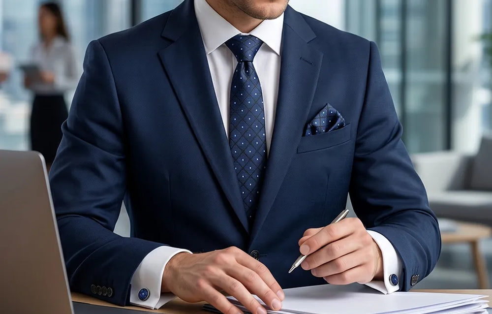 Navy Diamond Lattice Dash Necktie | Sailor Australia