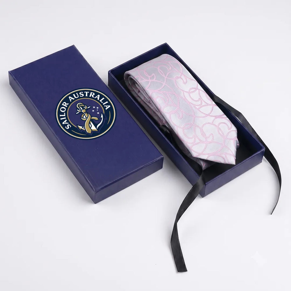 Silver & Pink Swirl Skinny Tie | Polyester Wedding & Formal Necktie