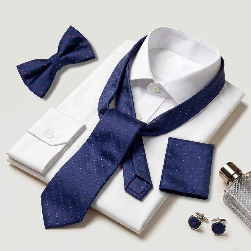 Navy Dot Tie Set | Wedding & Formal Accessory Set