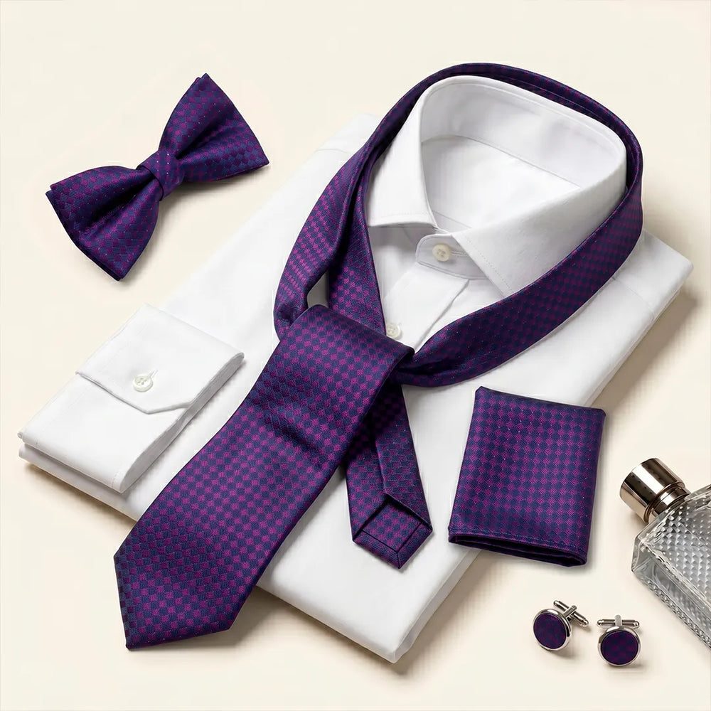 Purple & Navy Tie Set | Wedding & Formal Accessory Set