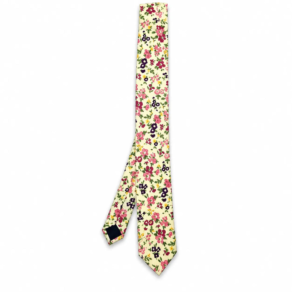 Berry Pink & Plum Ditsy Floral Cotton Slim Necktie | Sailor Australia