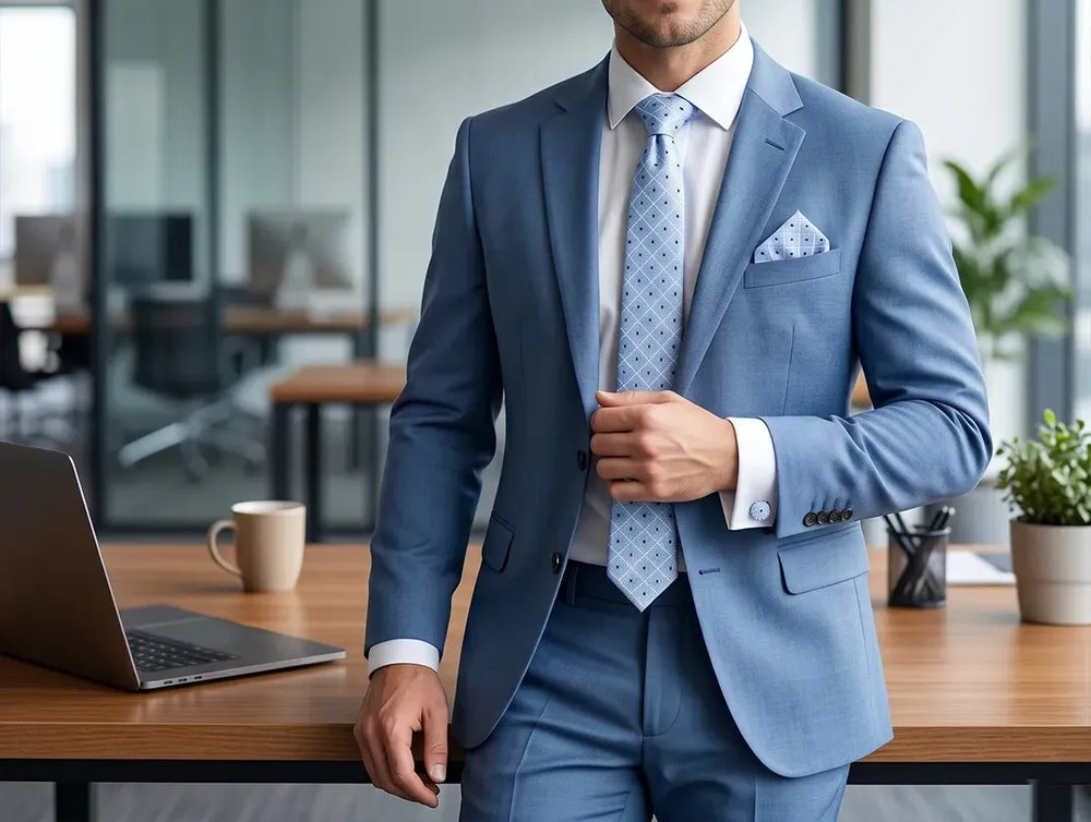 Ice Blue Diamond Grid Necktie | Sailor Australia
