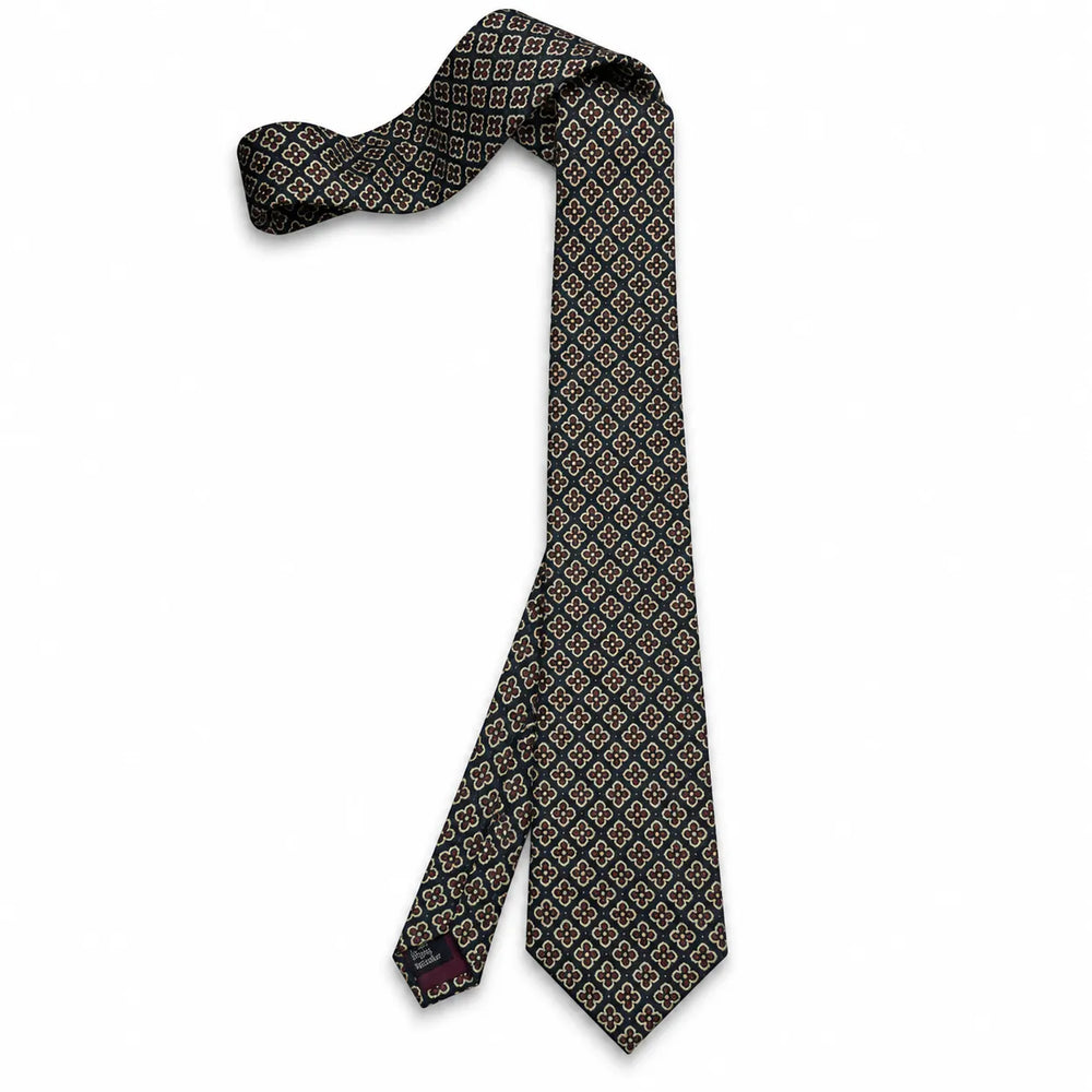 Navy Quatrefoil Floral Necktie | Sailor Australia