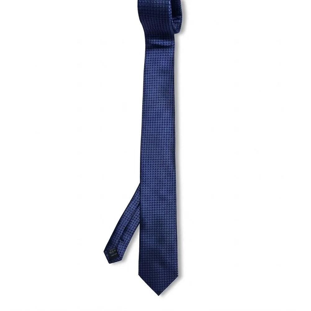Navy Silk Micro Geometric Necktie | Sailor Australia
