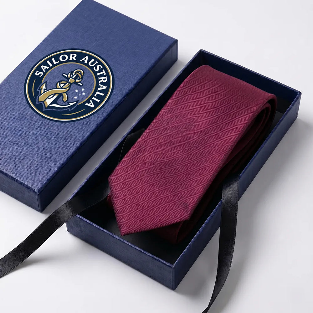 Burgundy Herringbone Skinny Tie | Polyester Wedding & Formal Necktie