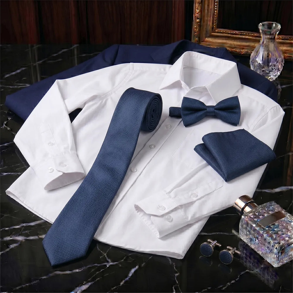 Navy Textured Tie Set | Wedding & Formal Accessory Set