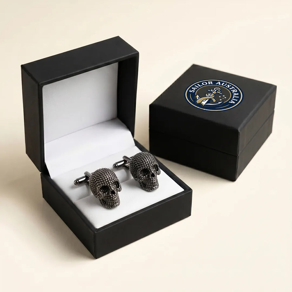 Gunmetal Beaded Skull Cufflinks | Sailor Australia