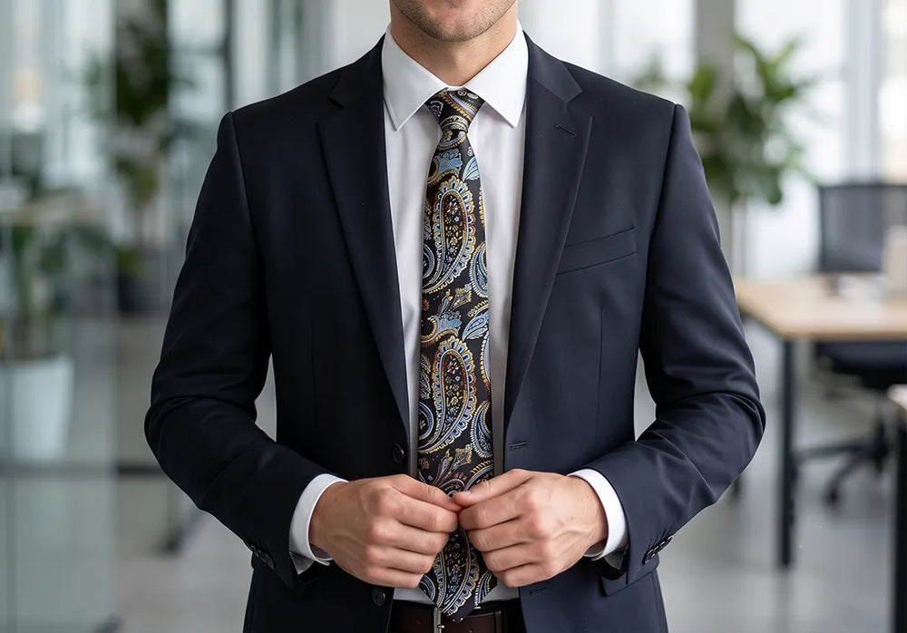 Black & Gold Ornate Paisley Necktie | Sailor Australia
