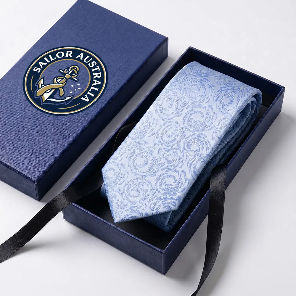 Light Blue Floral Jacquard Skinny Tie | Polyester Wedding & Formal Necktie