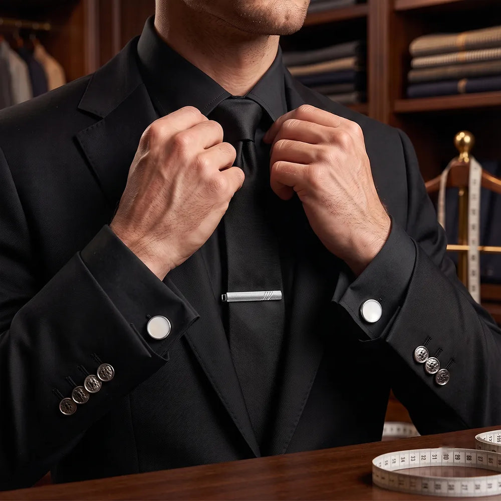 Men's Round Enamel Cufflinks and Tie Clip Set with Gift Box | Sailor Australia