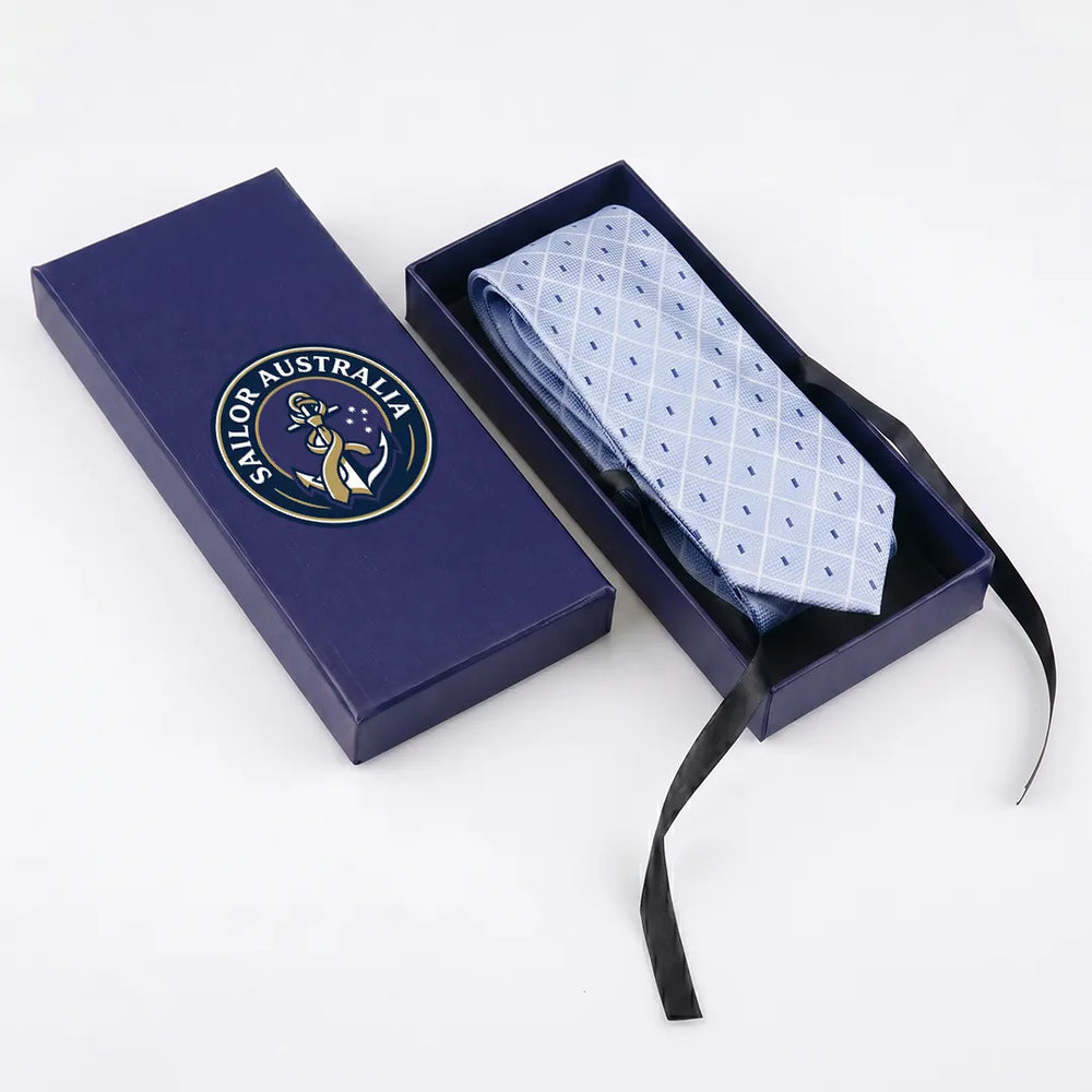 Ice Blue Diamond Grid Necktie | Sailor Australia