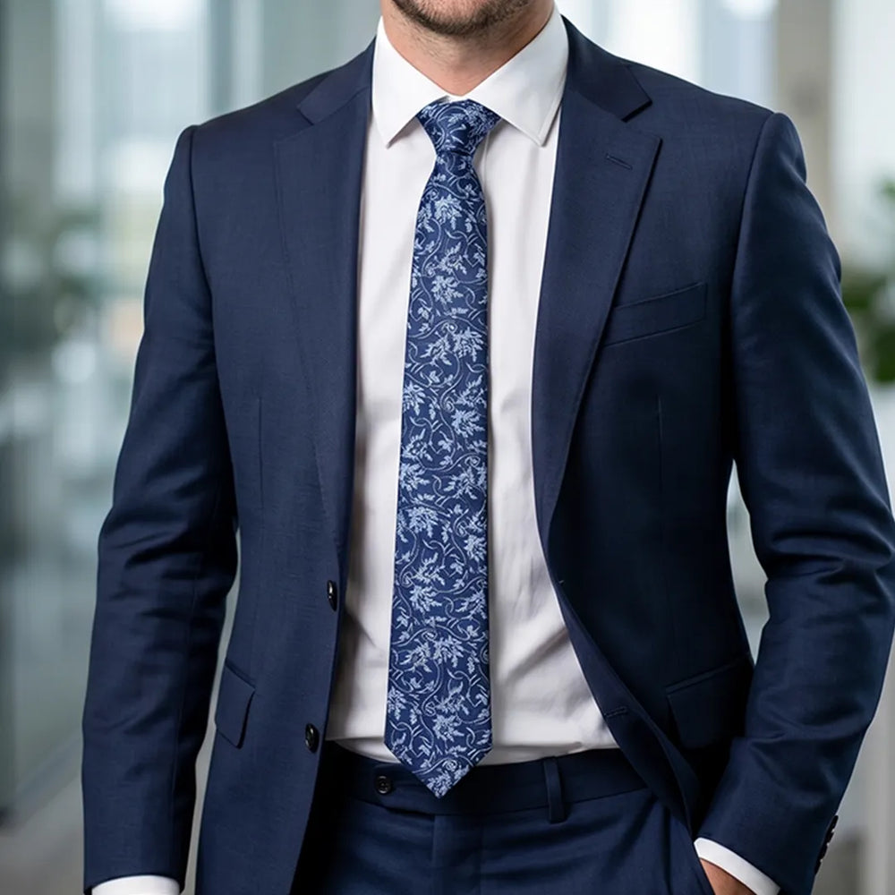 Navy Floral Skinny Tie | Wedding, Daily & Casual