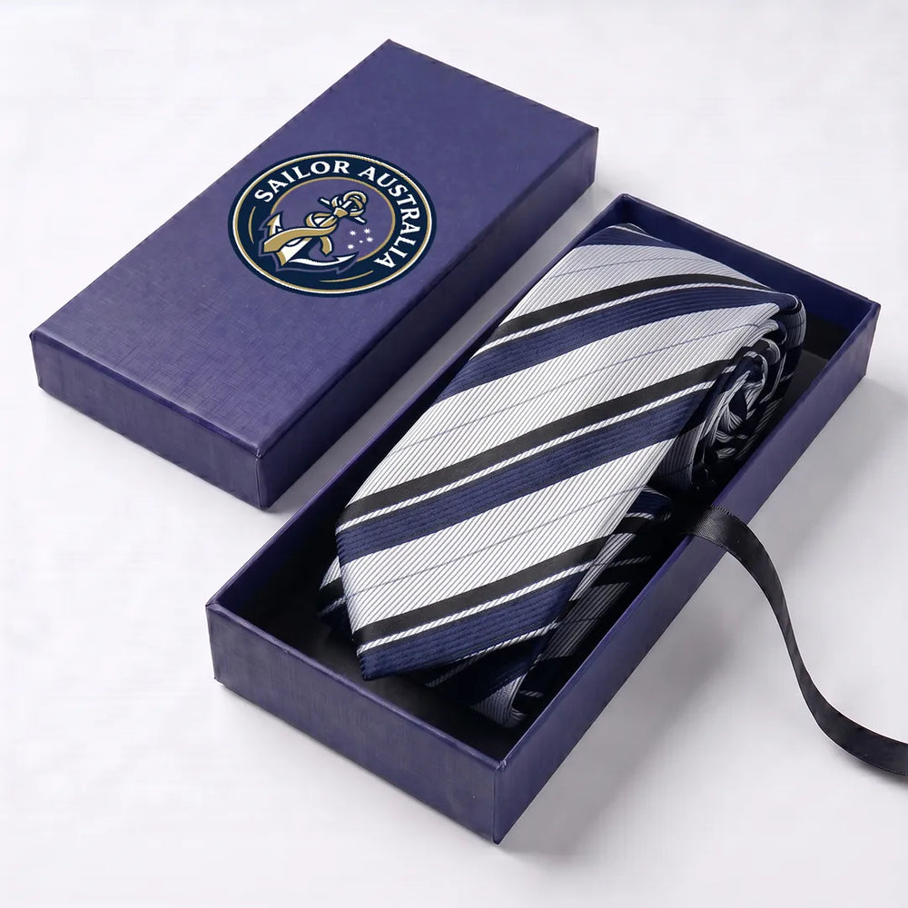Silver & Navy Multi-Stripe Necktie | Sailor Australia