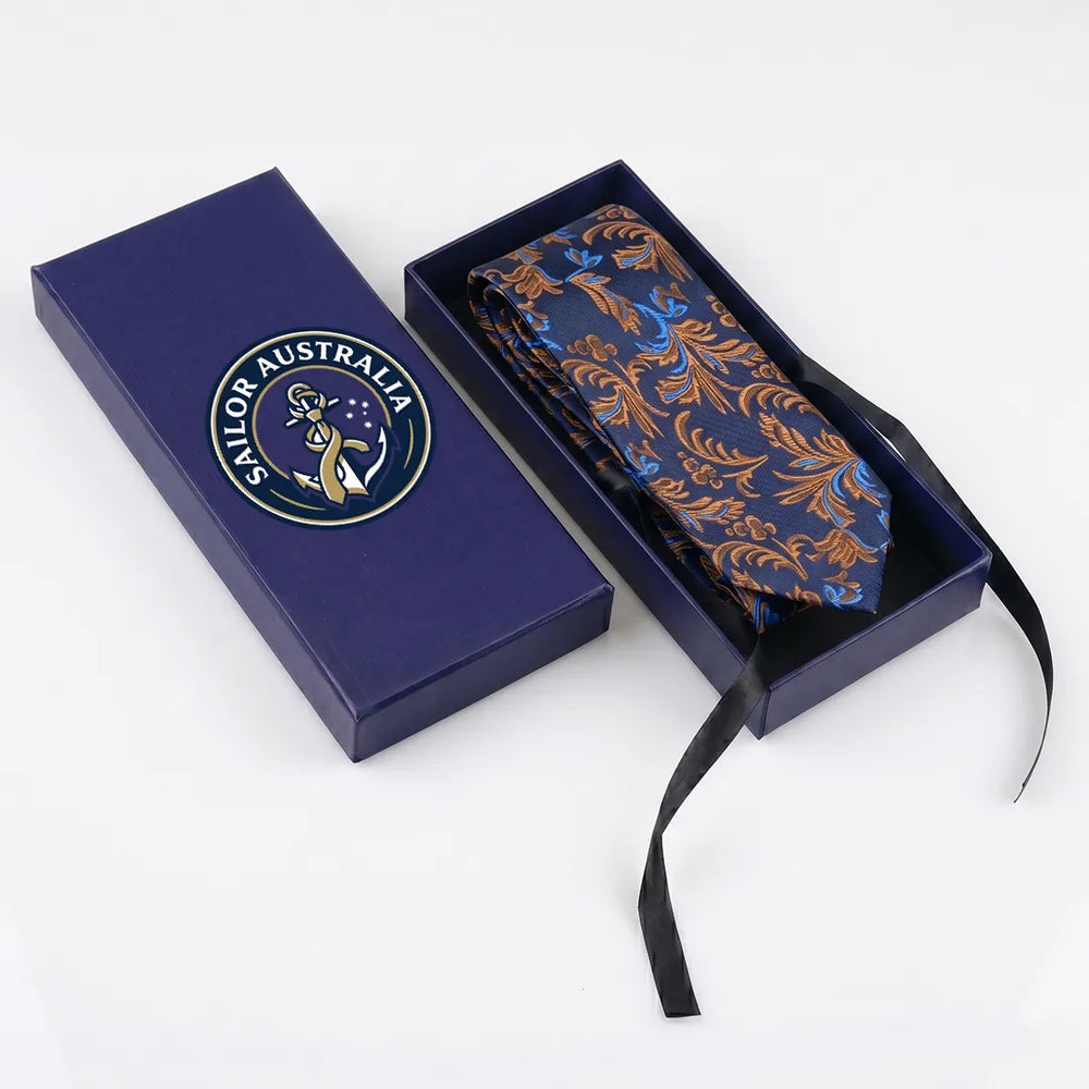 Navy & Gold Baroque Necktie | Sailor Australia