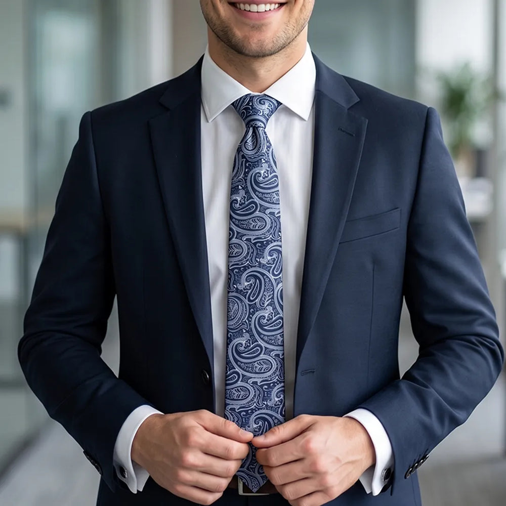 Navy Silk Jacquard Paisley Necktie | Sailor Australia