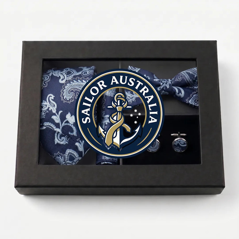 Navy & Light Blue Paisley Tie Set | Wedding & Formal Accessory Set