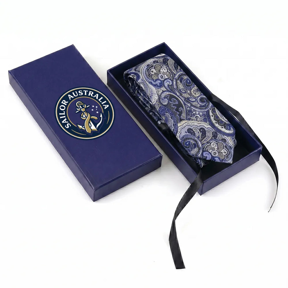 Blue & Gold Ornate Paisley Necktie | Sailor Australia