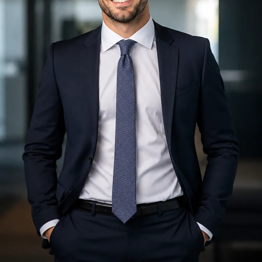 Navy Silk Textured Weave Necktie | Sailor Australia