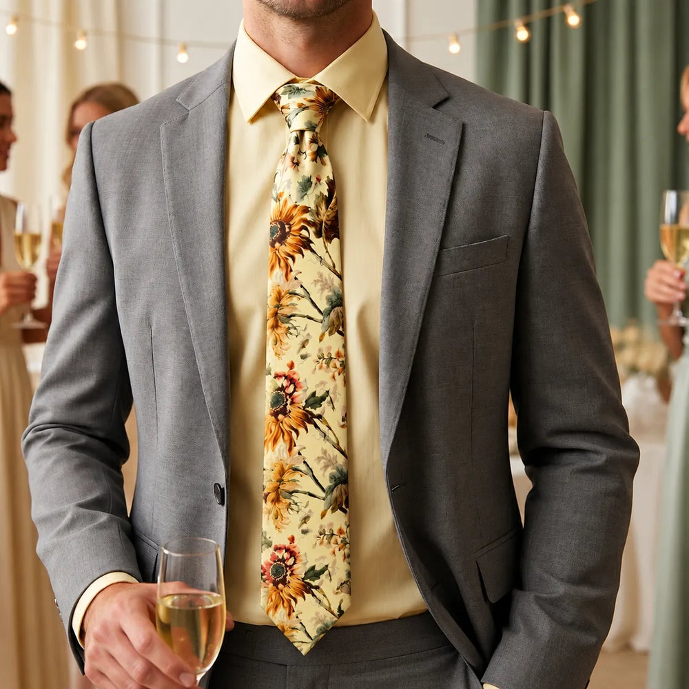 Vintage Sunflower Floral Silk Necktie | Sailor Australia