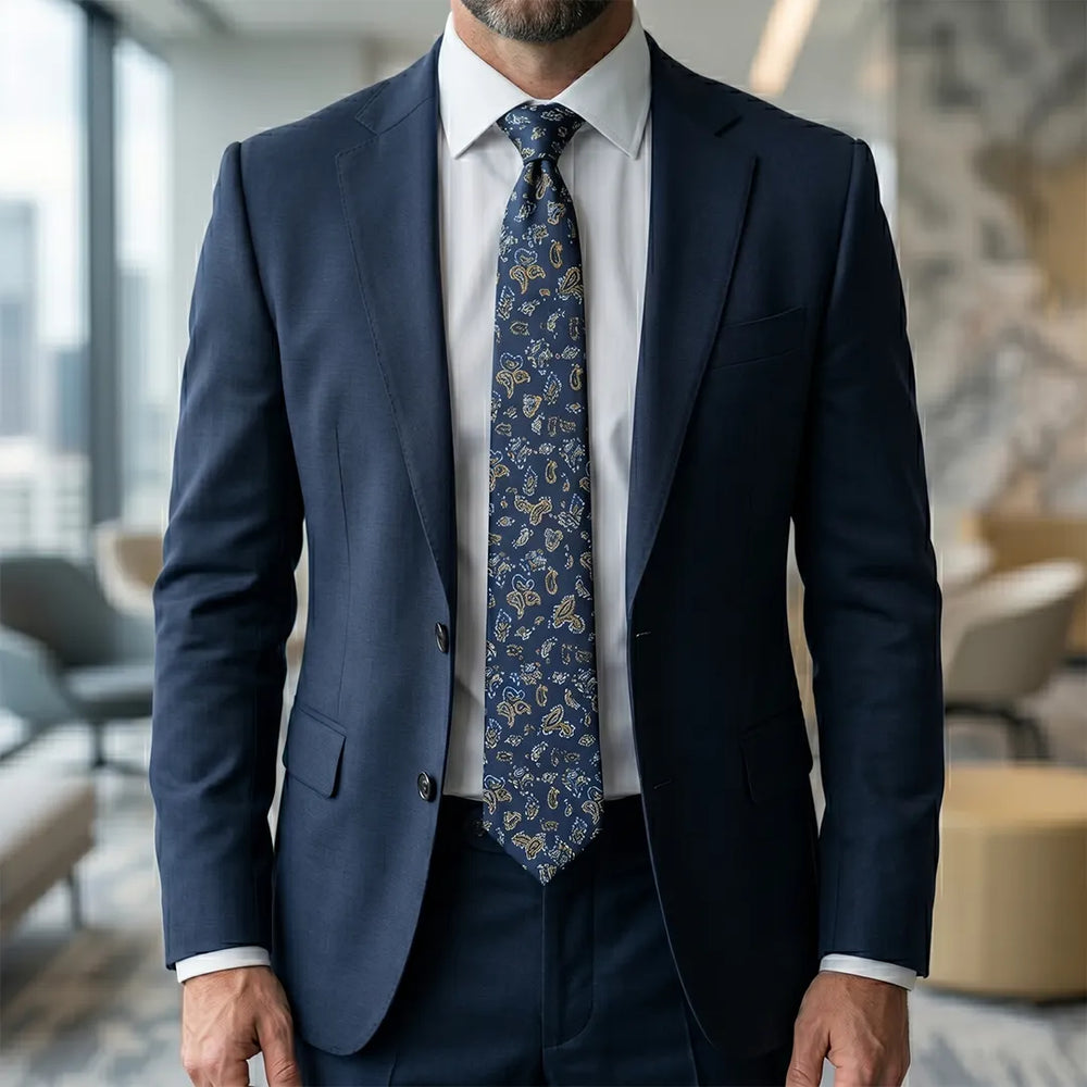 Navy Paisley Floral Necktie | Sailor Australia