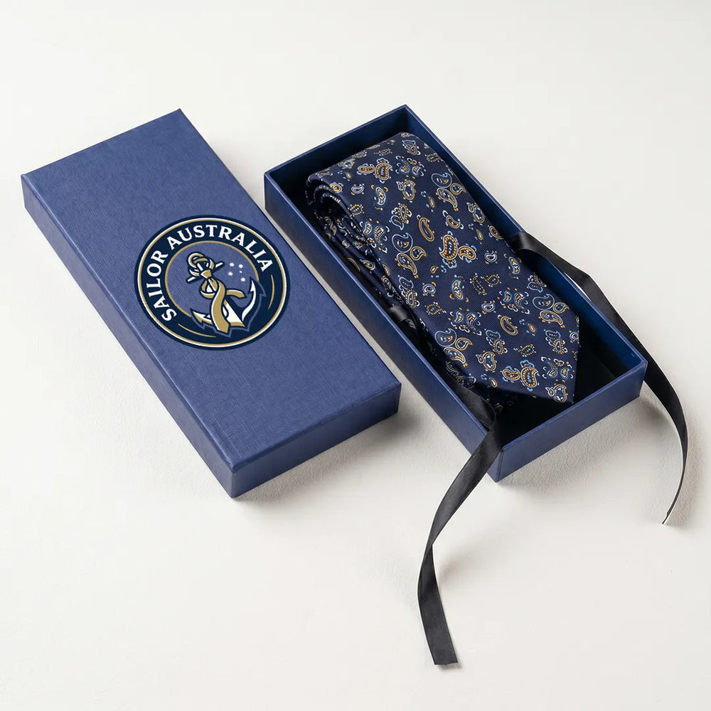 Navy Paisley Floral Necktie | Sailor Australia