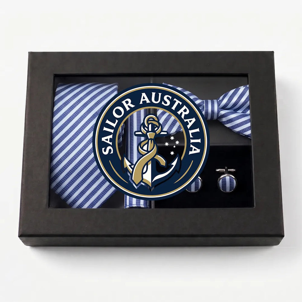 Blue Striped Tie Set | Wedding & Formal Accessory Set