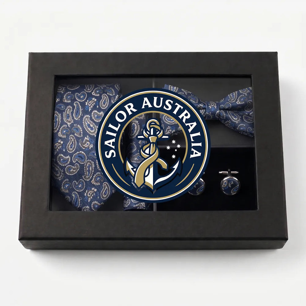 Blue & Silver Paisley Tie Set | Wedding & Formal Accessory Set