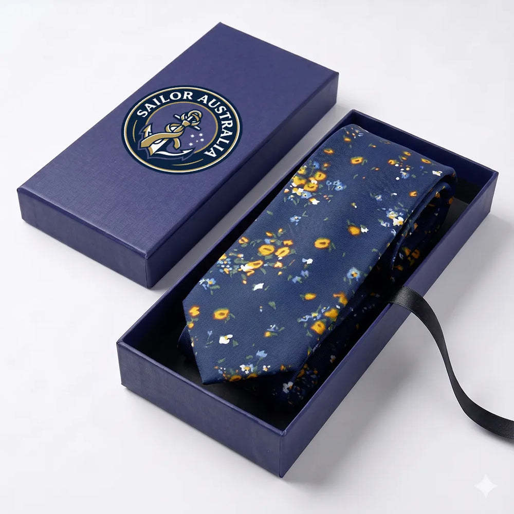 Navy Floral Print Necktie | Sailor Australia