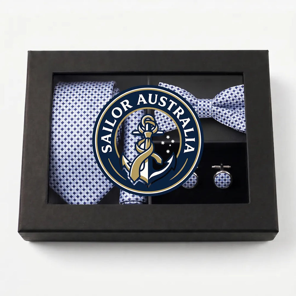 Light Blue & Navy Micro-Check Tie Set | Wedding & Formal Accessory Set