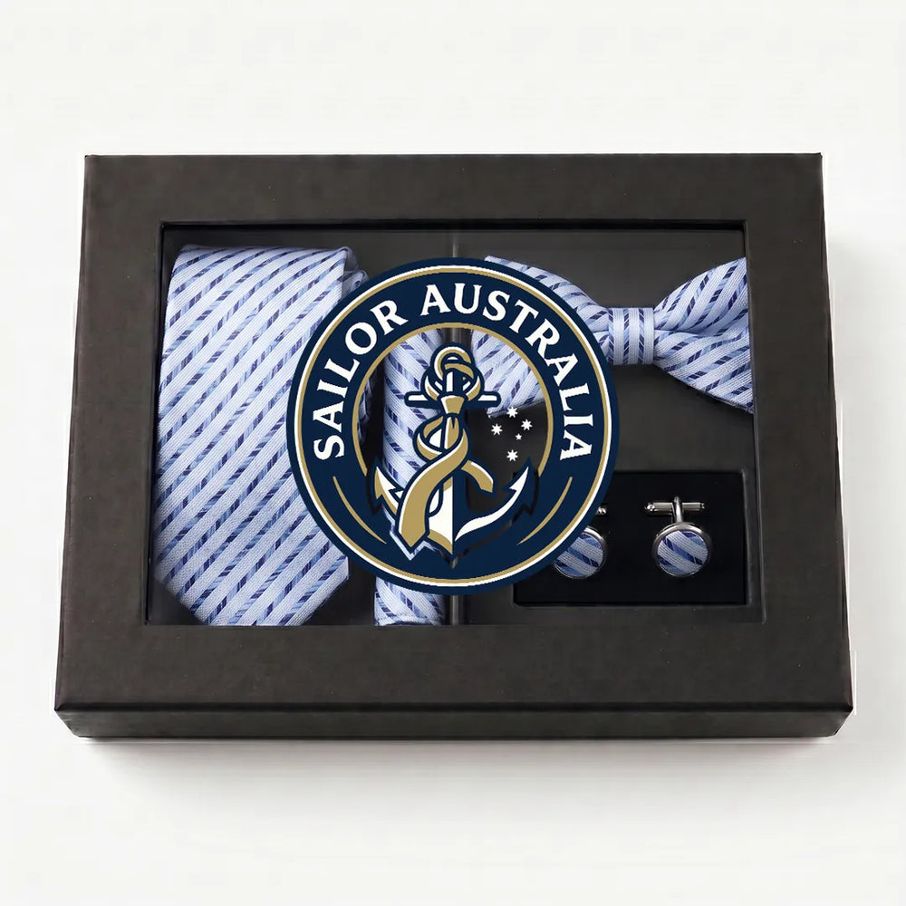 Light Blue & Navy Tie Set | Wedding & Formal Accessory Set