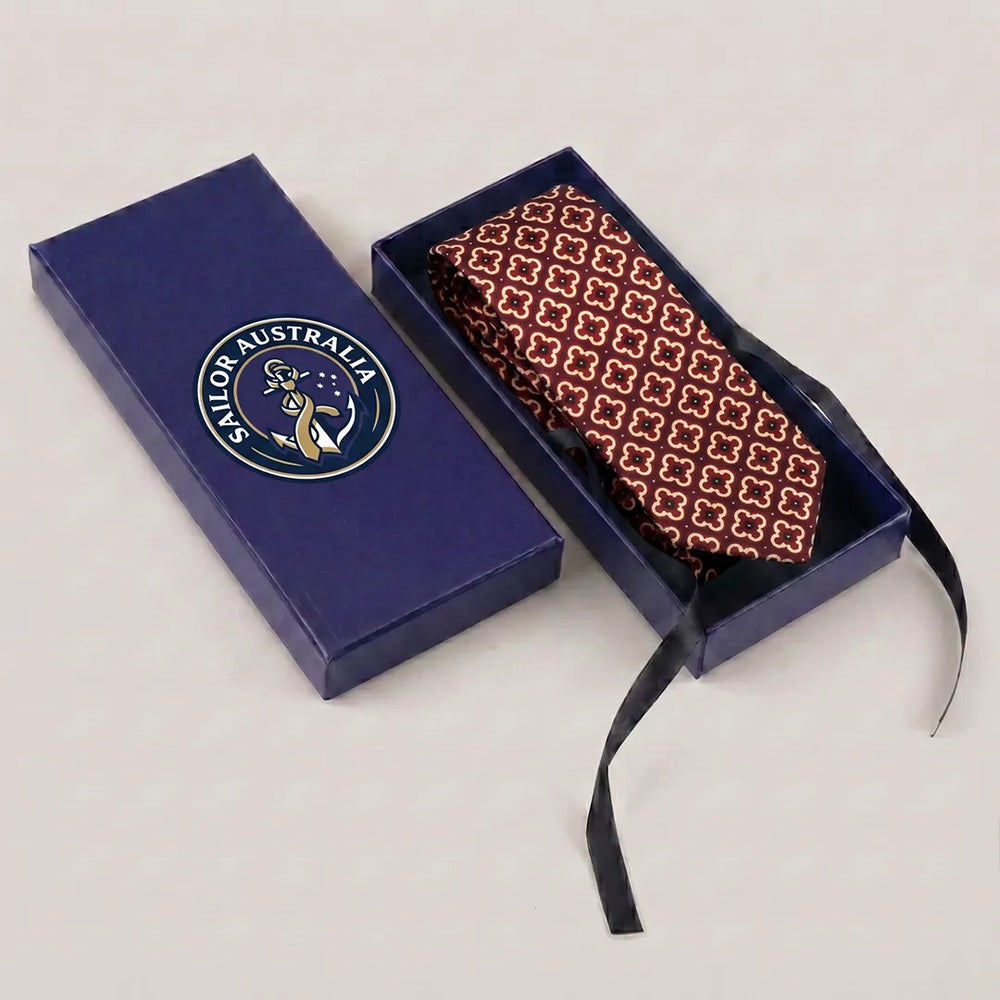 Burgundy Quatrefoil Necktie | Sailor Australia
