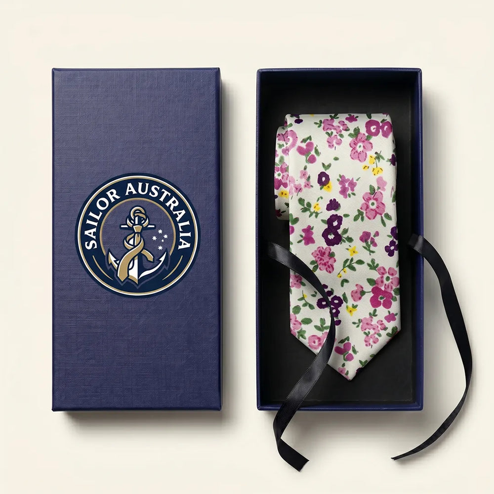 Berry Pink & Plum Ditsy Floral Cotton Slim Necktie | Sailor Australia