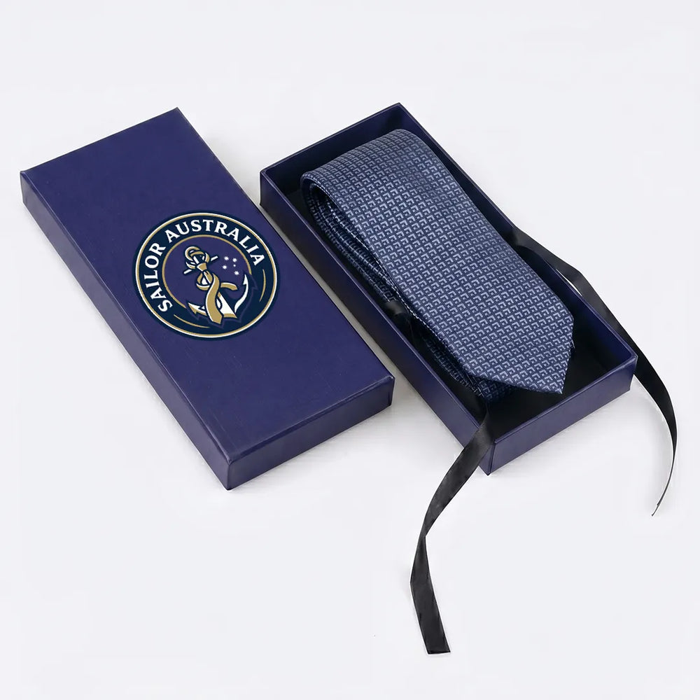 Navy Silk Micro Geometric Necktie | Sailor Australia