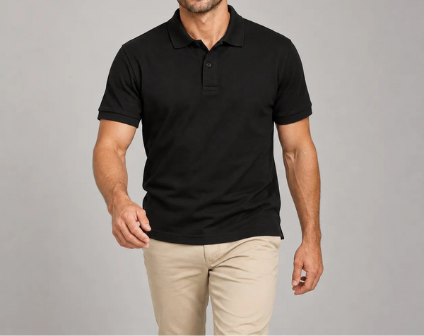 Men's Black Polo Shirt | 220 GSM Cotton Spandex