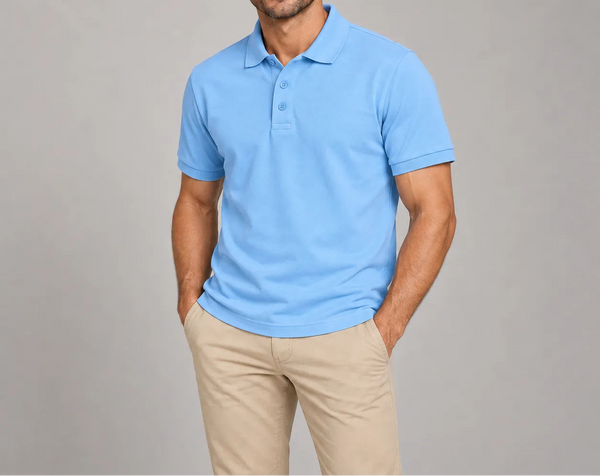 Men's Powder Blue Polo Shirt | 220 GSM Cotton Spandex