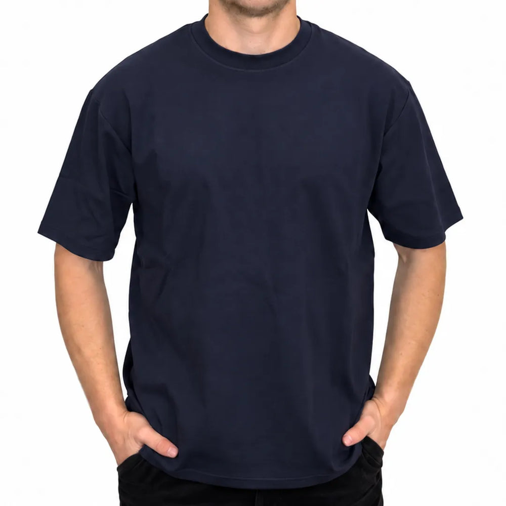 Men's Dark Navy Heavyweight Drop Shoulder T-Shirt | 285 GSM