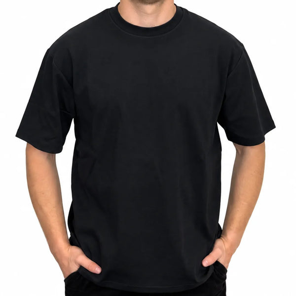 Men's Black Heavyweight Drop Shoulder T-Shirt | 285 GSM